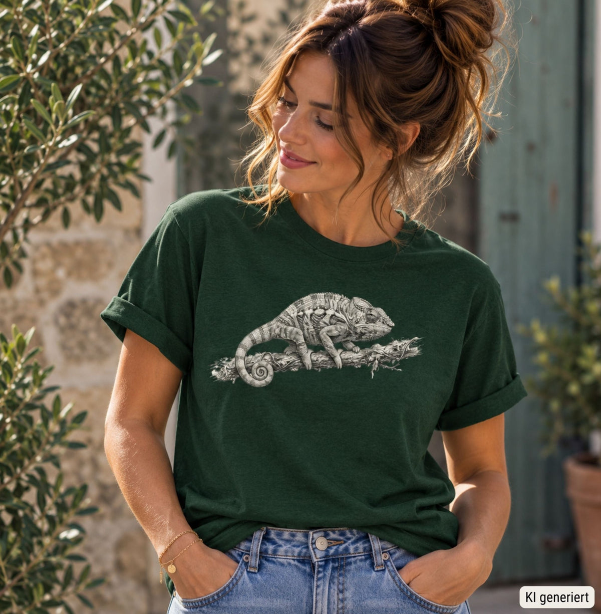 Chamäleon Unisex T-Shirt Schwarz - PINE & RIVER