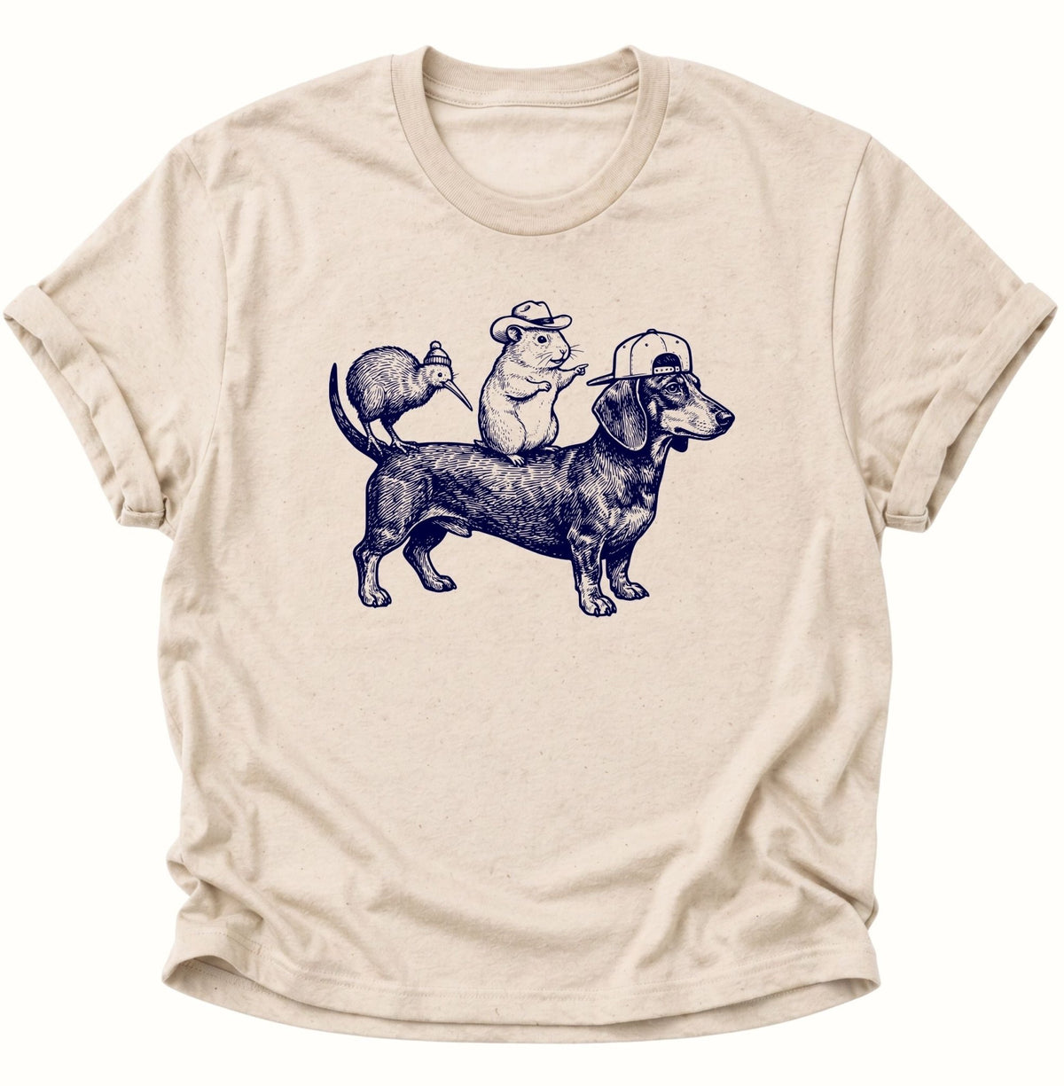 Dackel Gang mit Meerschweinchen & Kiwi Unisex T-Shirt Nature - PINE & RIVER