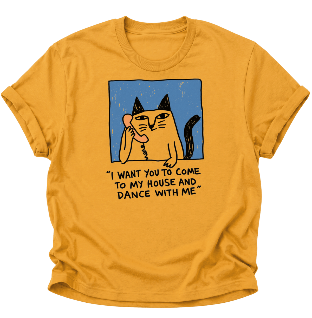 Dance With Me Katze Unisex T-Shirt Gelb - PINE & RIVER