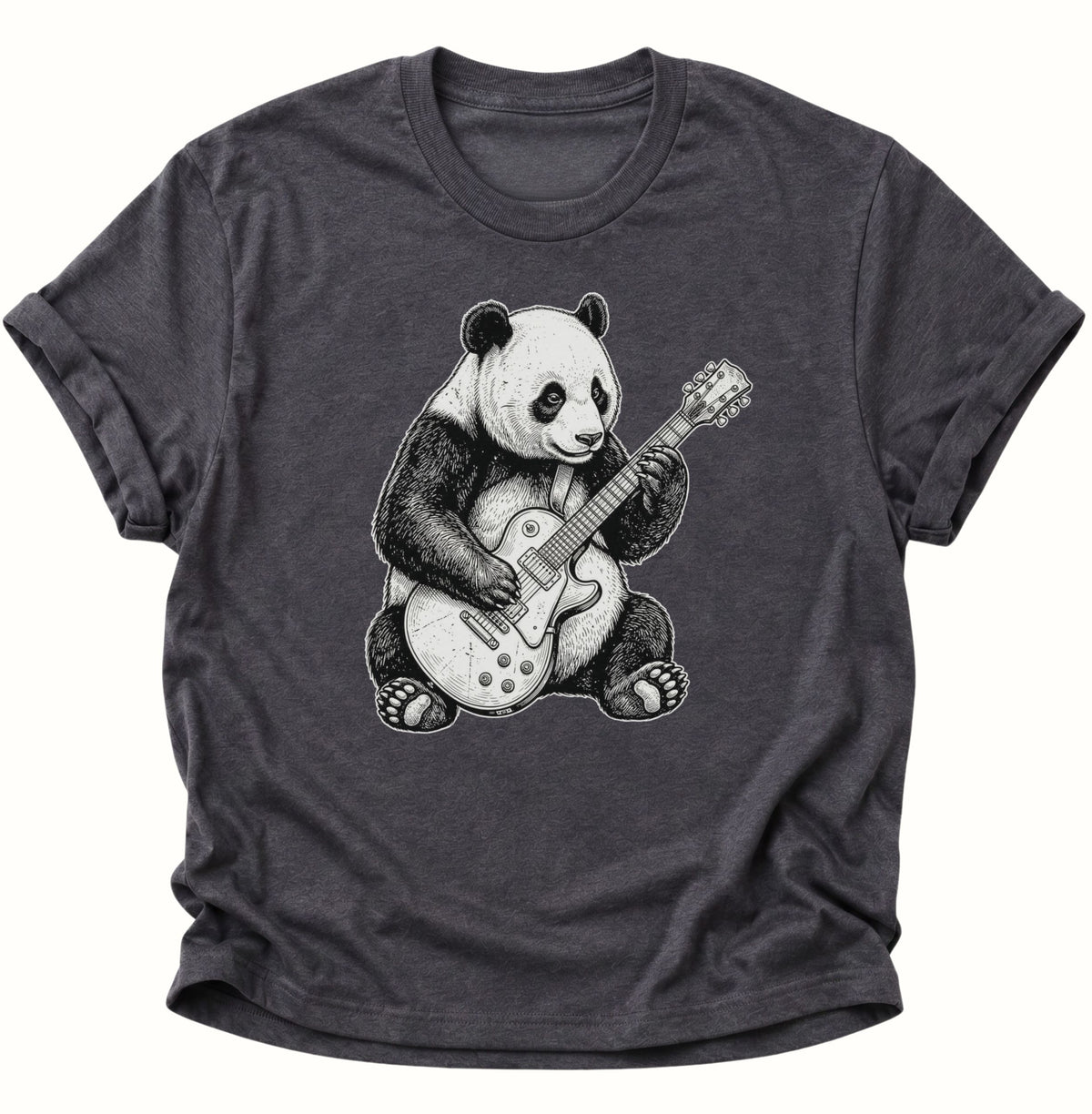 Panda E-Gitarre Unisex T-Shirt Dark Heather - PINE & RIVER