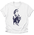 Einhorn Reitet Katze Unisex T-Shirt Weiß - PINE & RIVER