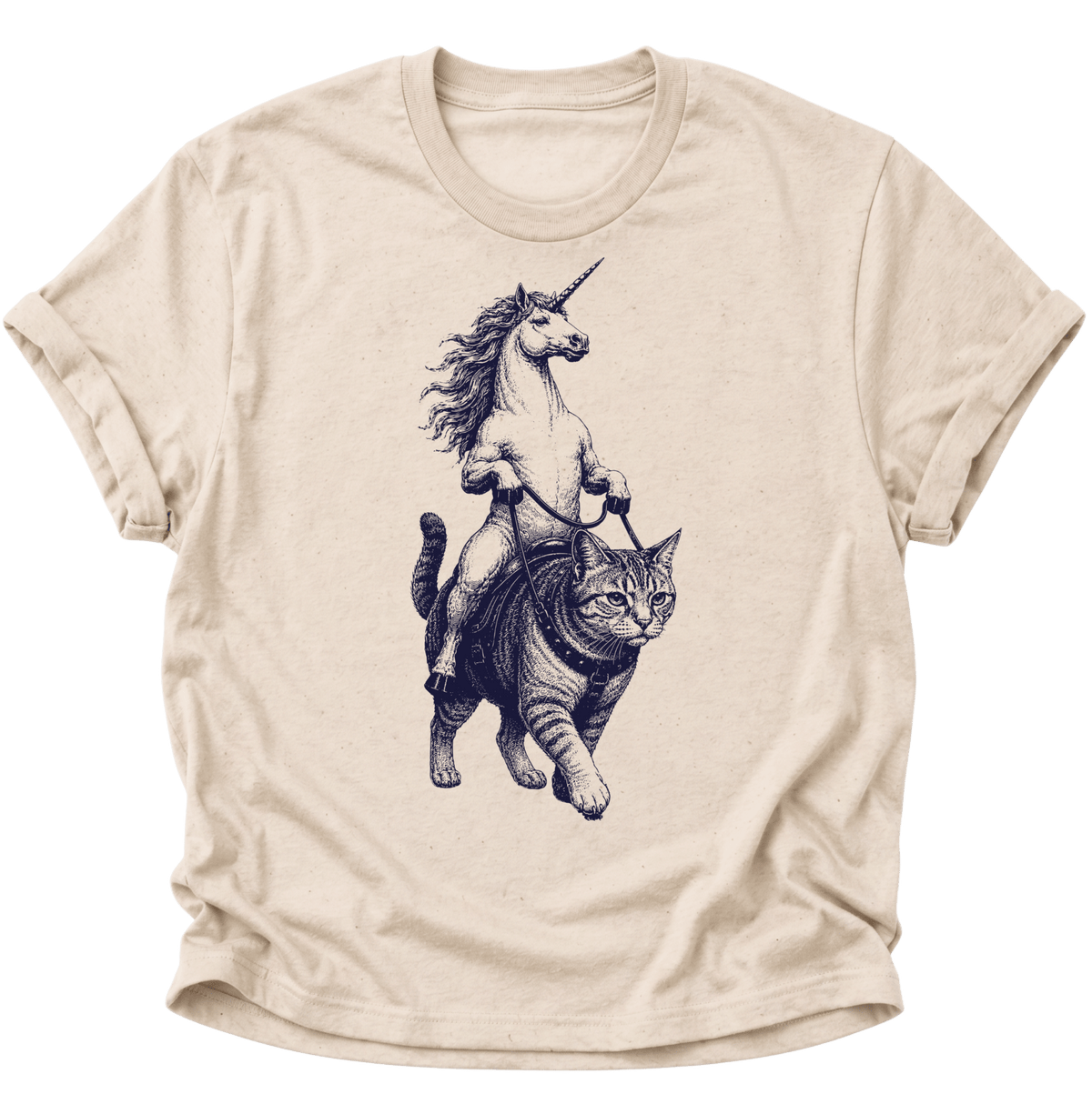 Einhorn Reitet Katze Unisex T-Shirt Nature - PINE & RIVER