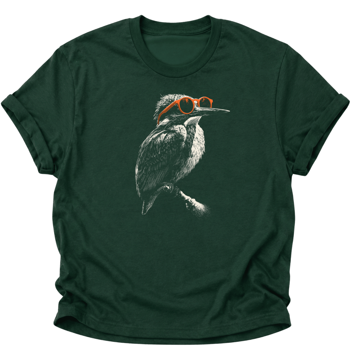 Eisvogel mit Sonnenbrille Unisex T-Shirt Forest Green - PINE & RIVER