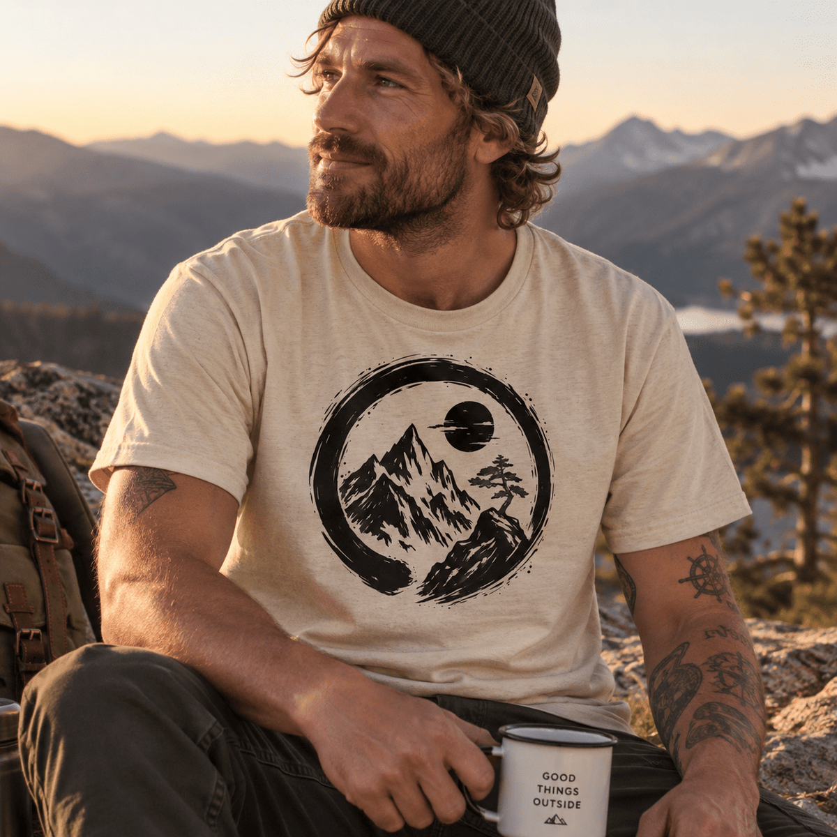Enso Berge Unisex T-Shirt Gelb - PINE & RIVER
