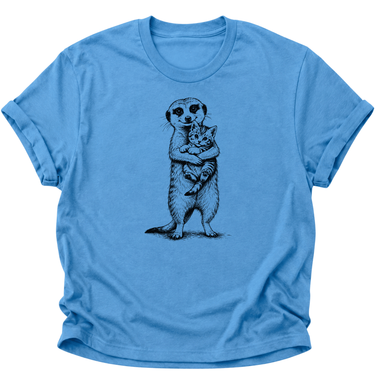 Erdmännchen mit Kätzchen Unisex T-Shirt Carolina Blue - PINE & RIVER