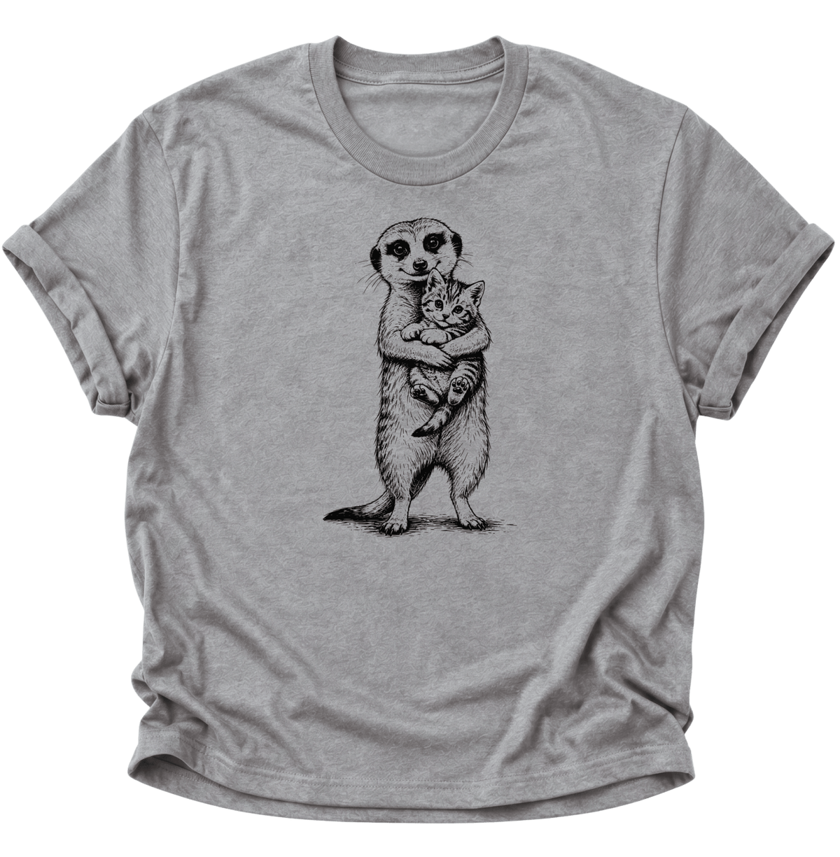 Erdmännchen mit Kätzchen Unisex T-Shirt Sport Grey - PINE & RIVER