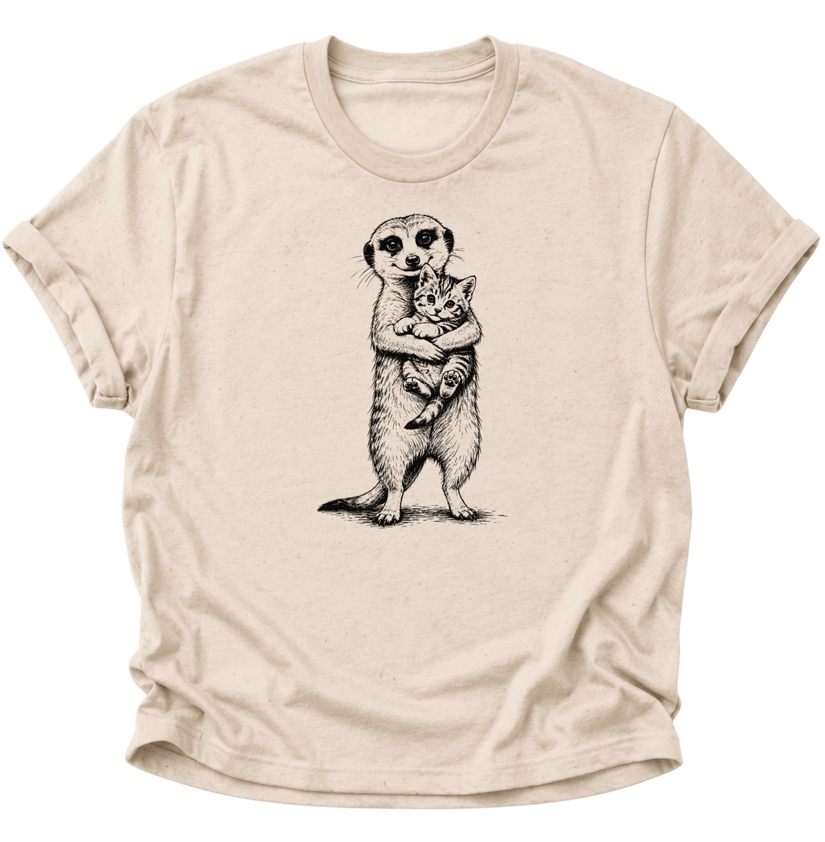 Erdmännchen mit Kätzchen Unisex T-Shirt Nature - PINE & RIVER