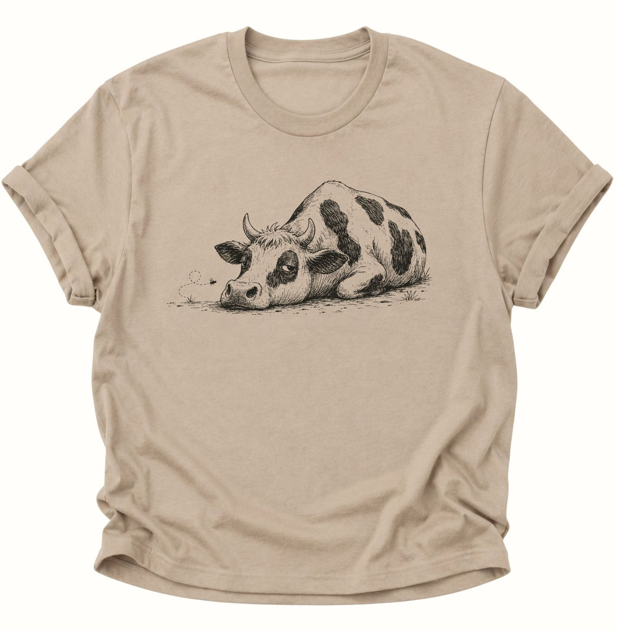 Erschöpfte Kuh Unisex T-Shirt Sand - PINE & RIVER