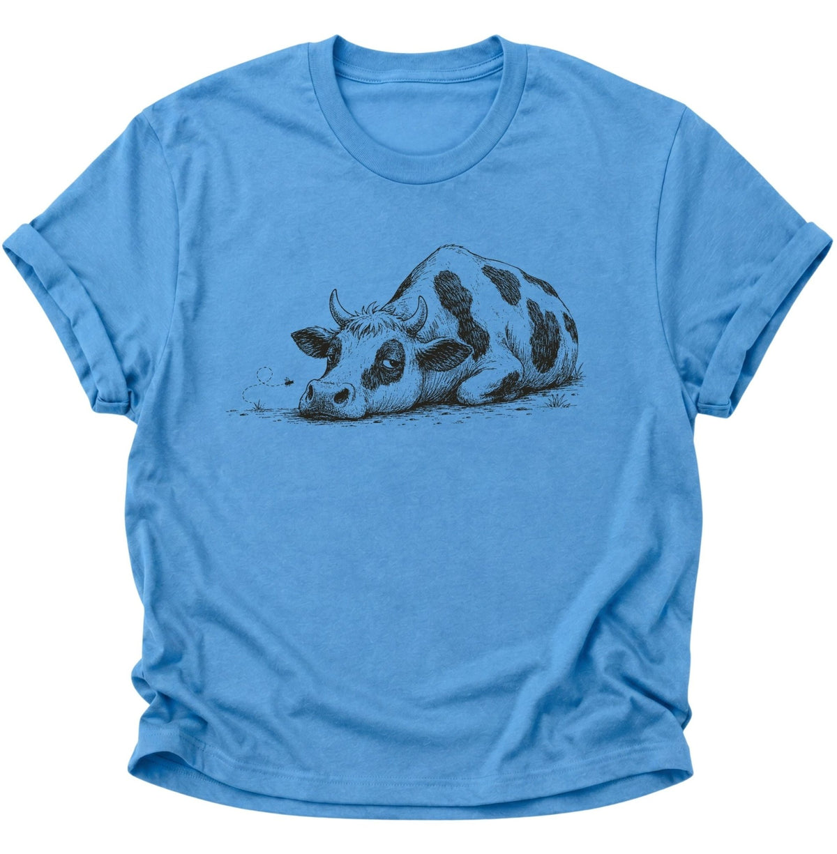 Erschöpfte Kuh Unisex T-Shirt Carolina Blue - PINE & RIVER