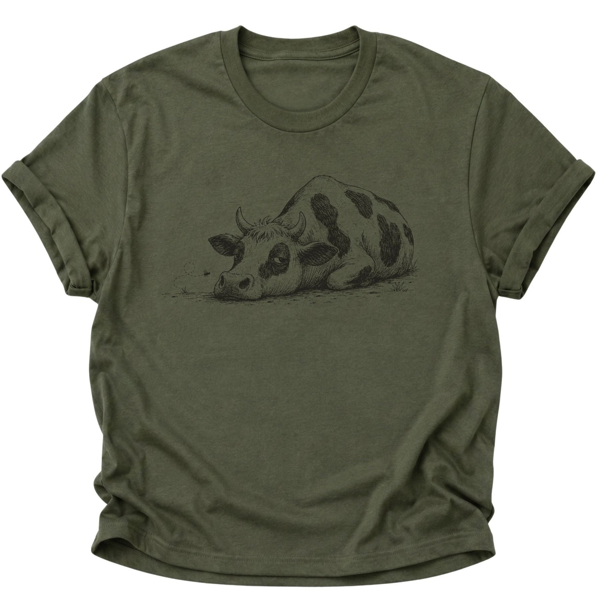 Erschöpfte Kuh Unisex T-Shirt Military Green - PINE & RIVER