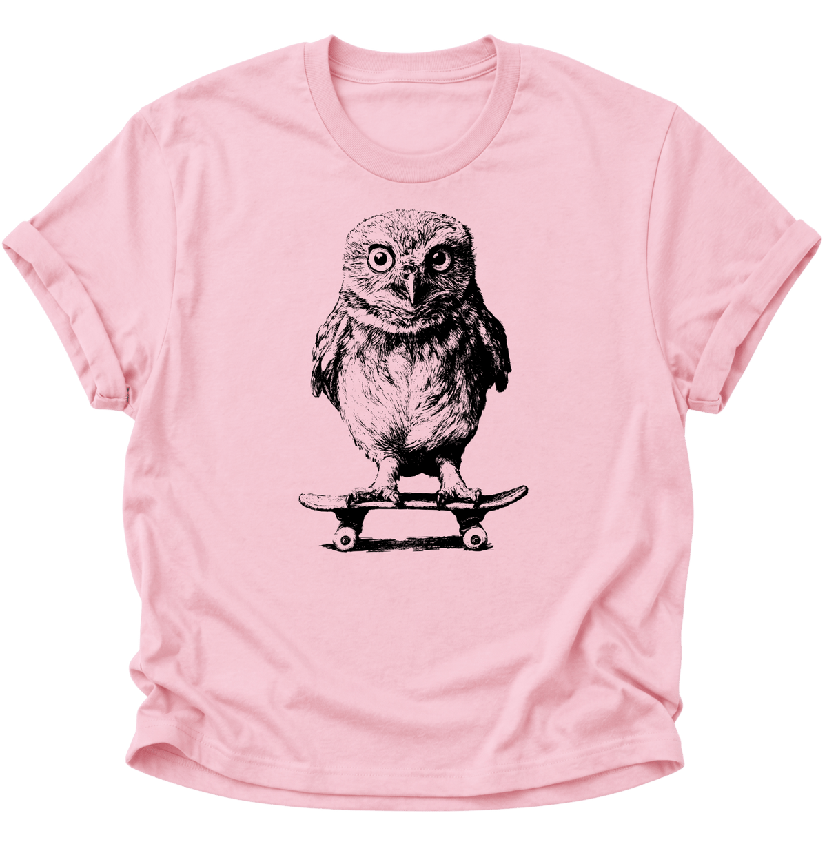 Eule auf dem Skateboard Unisex T-Shirt Light Pink - PINE & RIVER
