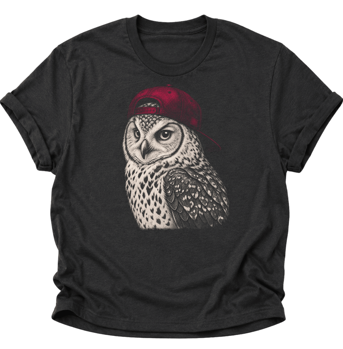 Eule mit Cap Unisex T-Shirt Schwarz - PINE & RIVER