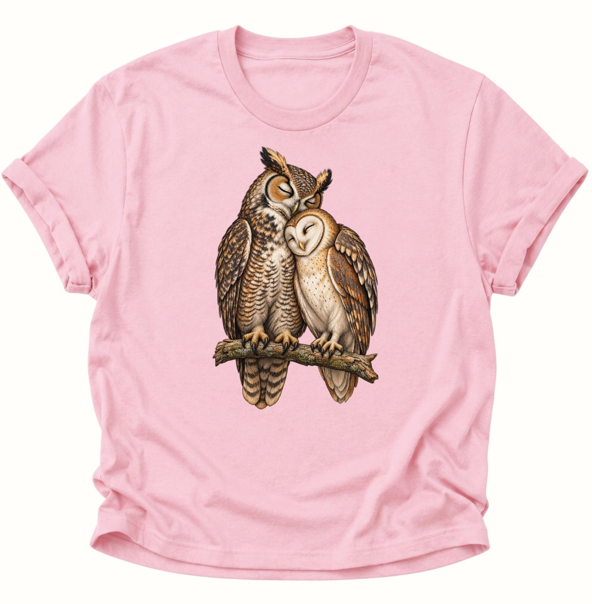 Eulen Pärchen Unisex T-Shirt Light Pink - PINE & RIVER