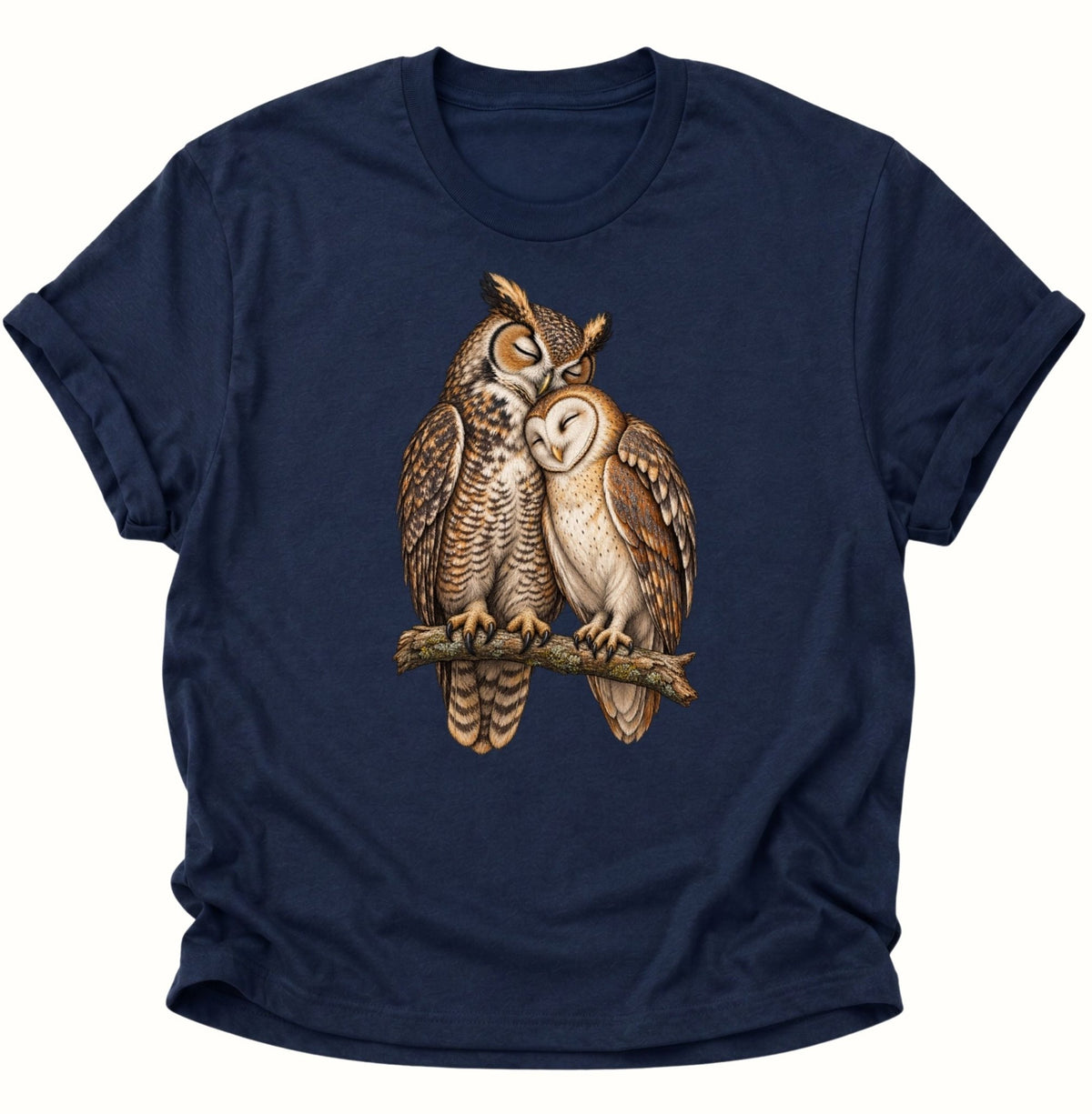 Eulen Pärchen Unisex T-Shirt Navy Blue - PINE & RIVER