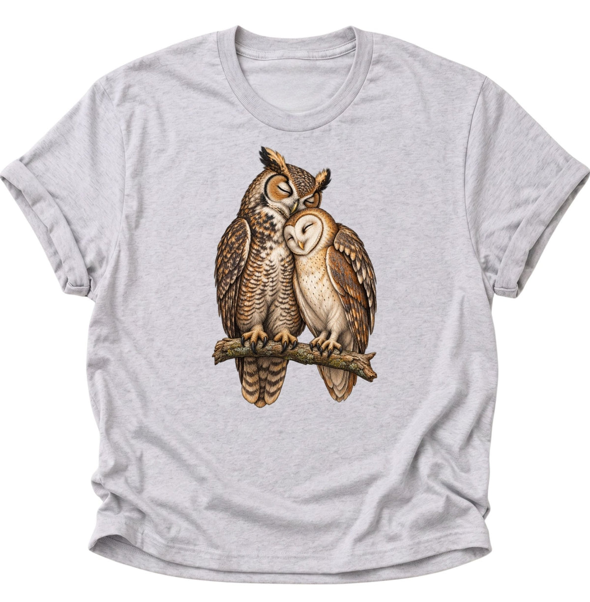 Eulen Pärchen Unisex T-Shirt Ash Grey - PINE & RIVER