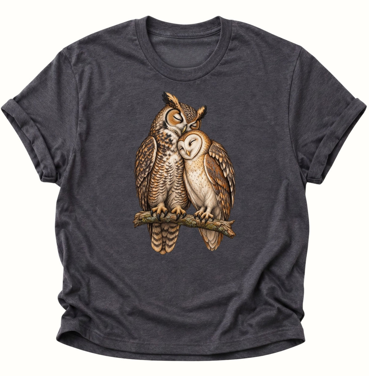 Eulen Pärchen Unisex T-Shirt Dark Heather - PINE & RIVER
