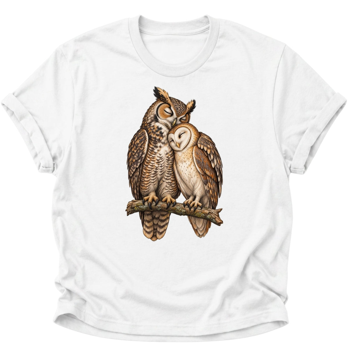 Eulen Pärchen Unisex T-Shirt Weiß - PINE & RIVER