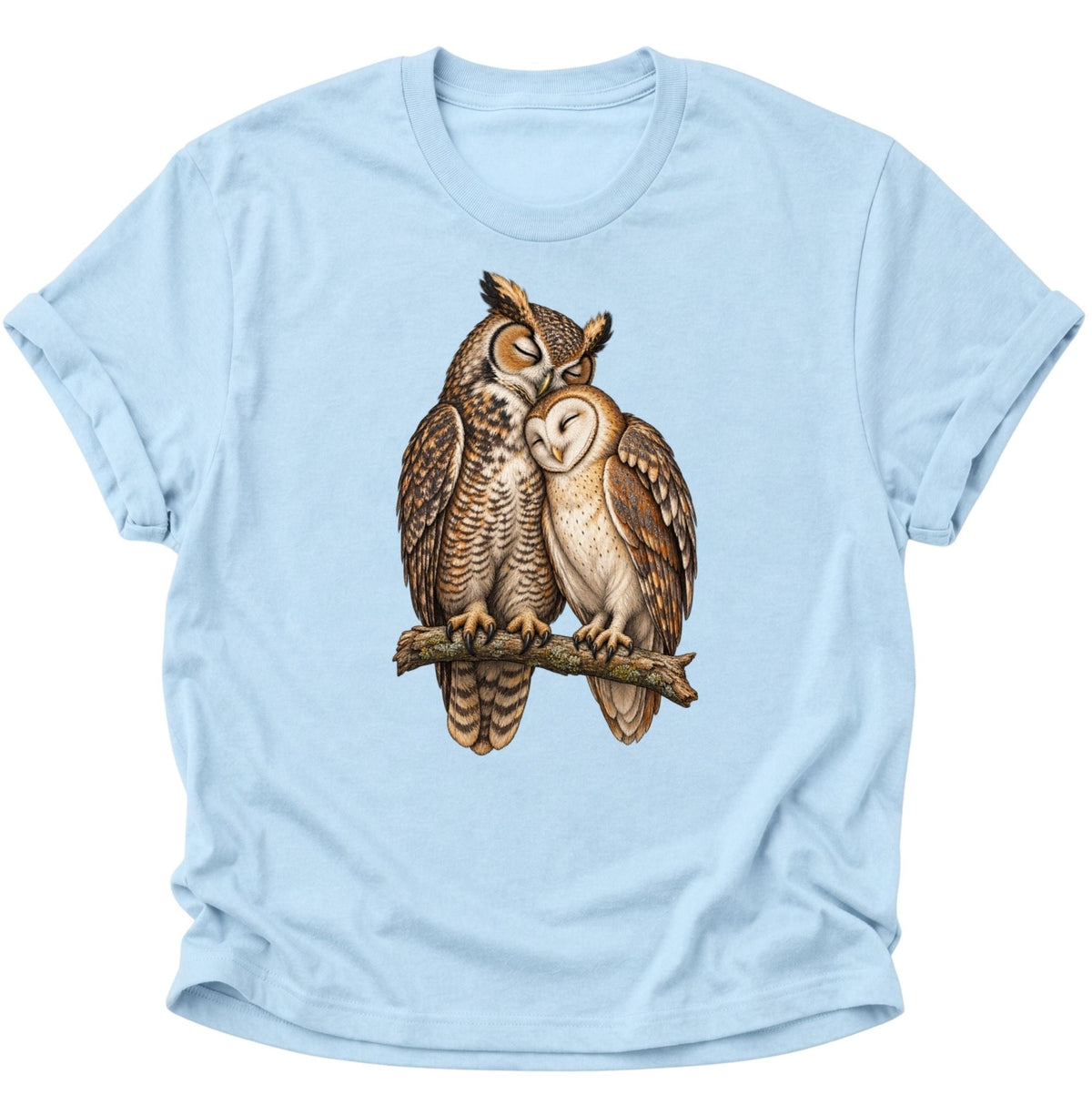 Eulen Pärchen Unisex T-Shirt Light Blue - PINE & RIVER
