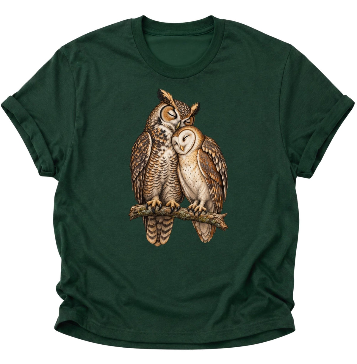 Eulen Pärchen Unisex T-Shirt Forest Green - PINE & RIVER