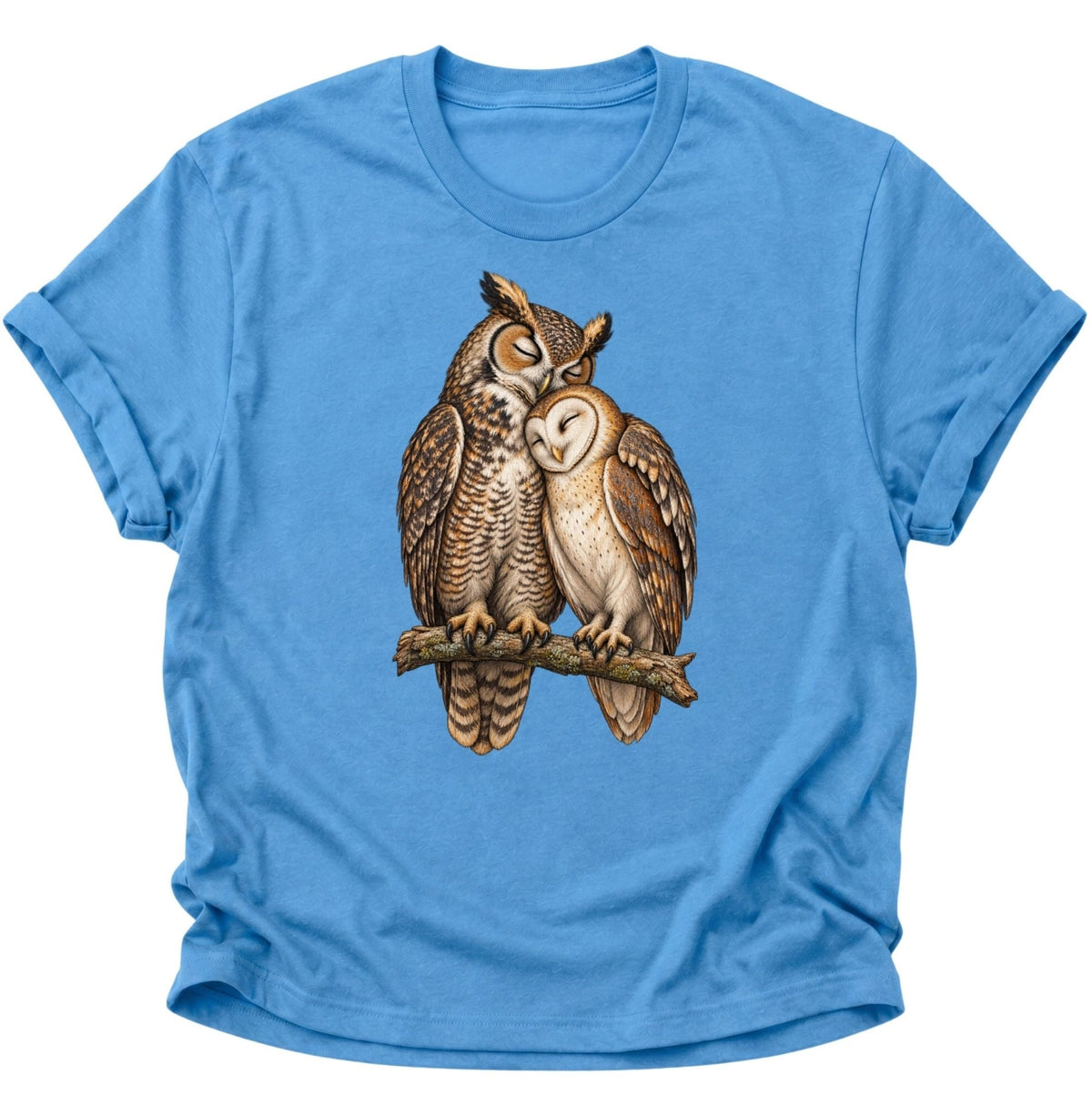 Eulen Pärchen Unisex T-Shirt Carolina Blue - PINE & RIVER