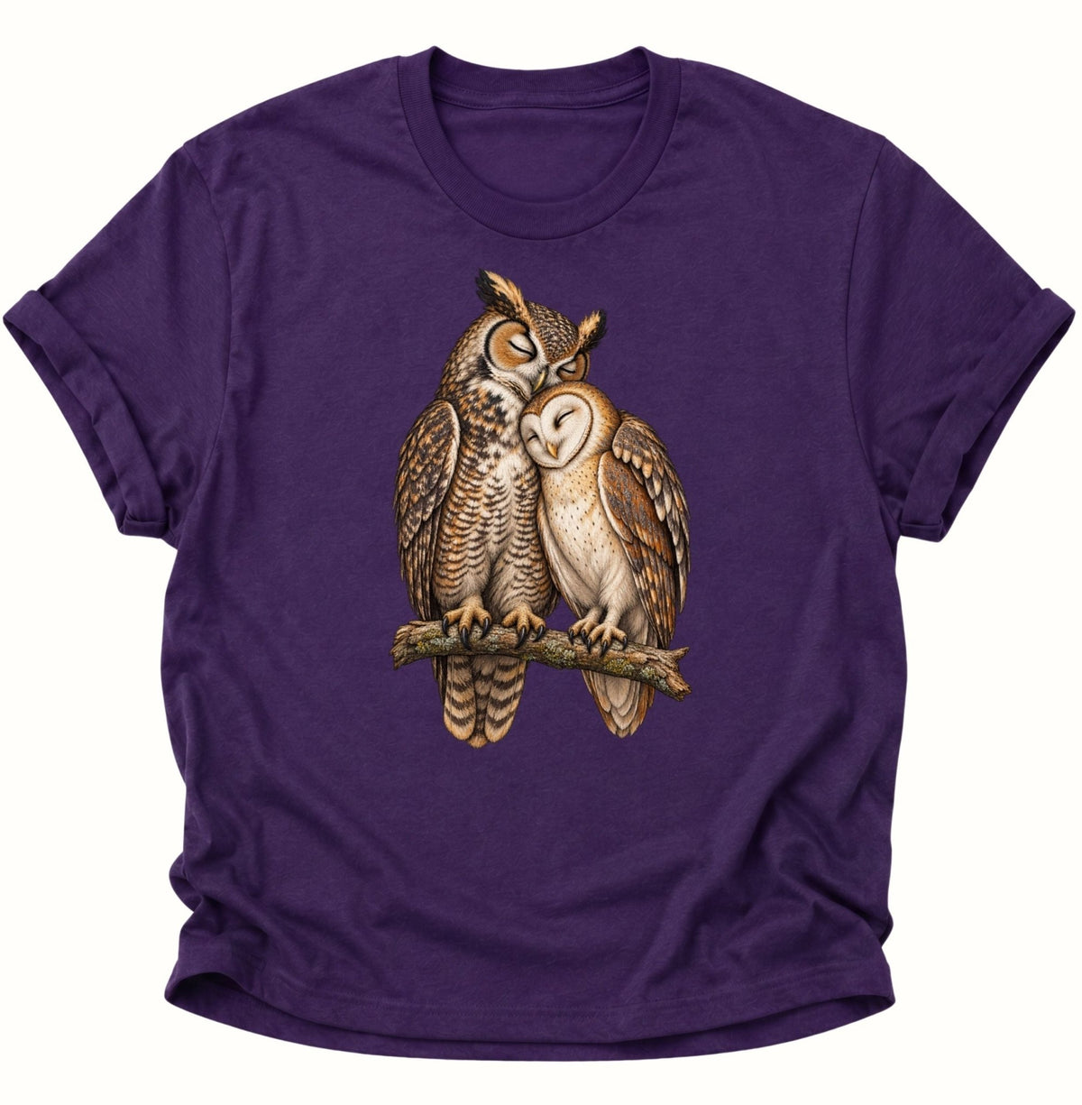Eulen Pärchen Unisex T-Shirt Purple - PINE & RIVER