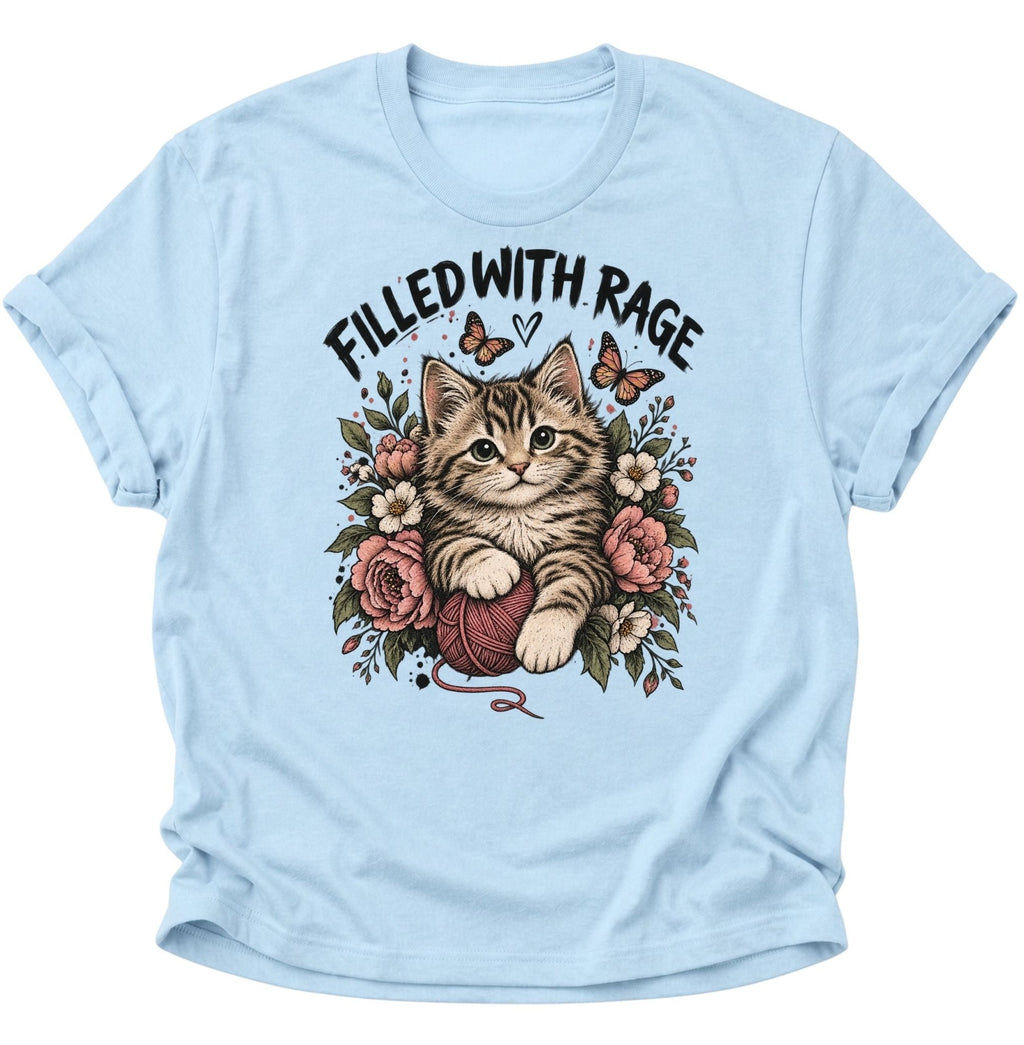 Filled With Rage Kätzchen Unisex T-Shirt Light Blue - PINE & RIVER