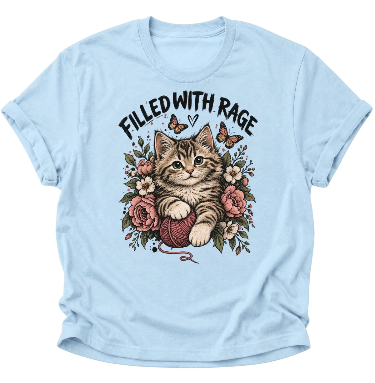Filled With Rage Kätzchen Unisex T-Shirt Light Blue - PINE & RIVER