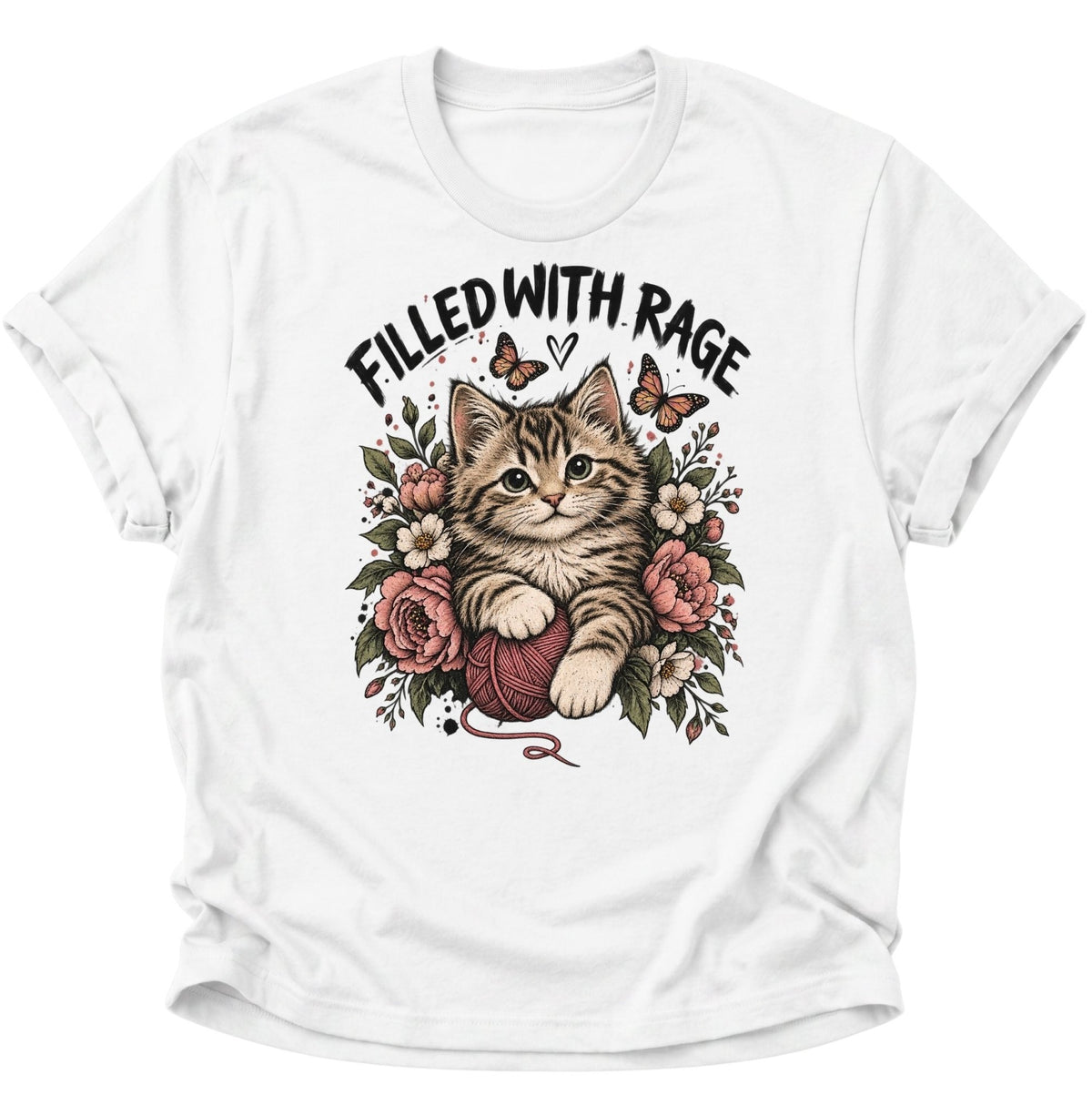 Filled With Rage Kätzchen Unisex T-Shirt Weiß - PINE & RIVER