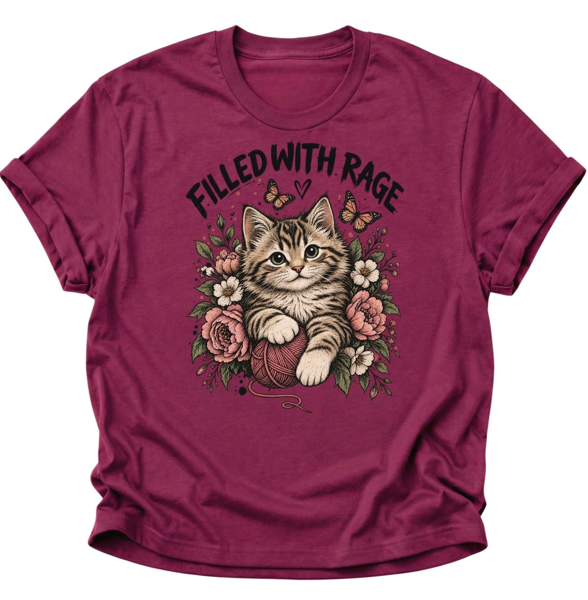 Filled With Rage Kätzchen Unisex T-Shirt Cardinal Red - PINE & RIVER