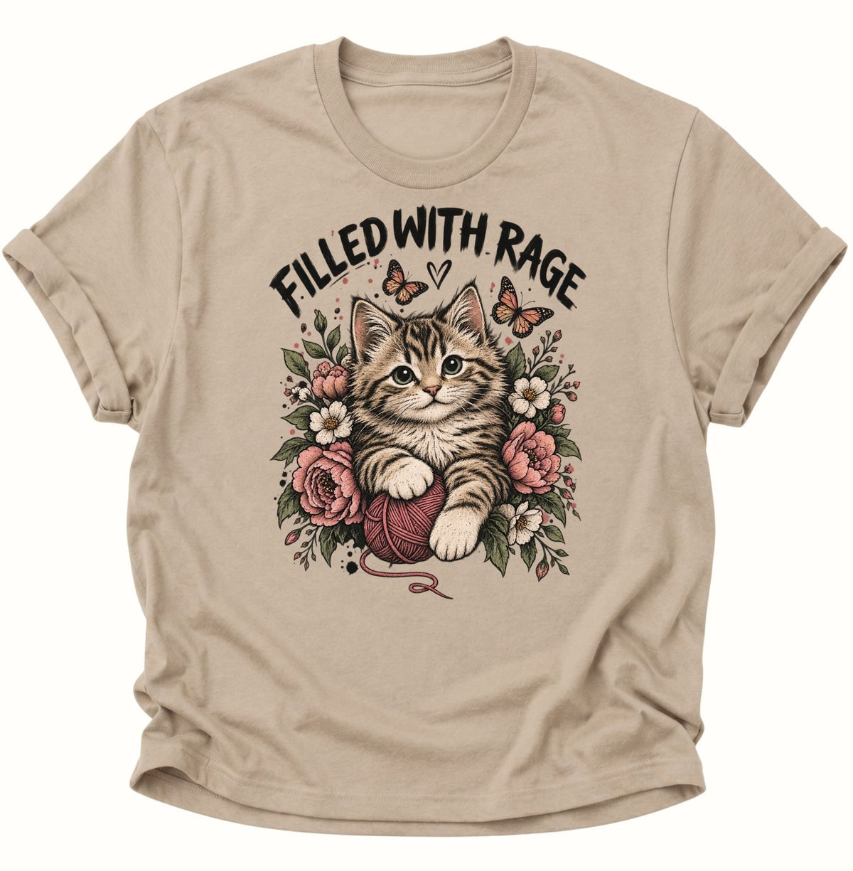 Filled With Rage Kätzchen Unisex T-Shirt Sand - PINE & RIVER