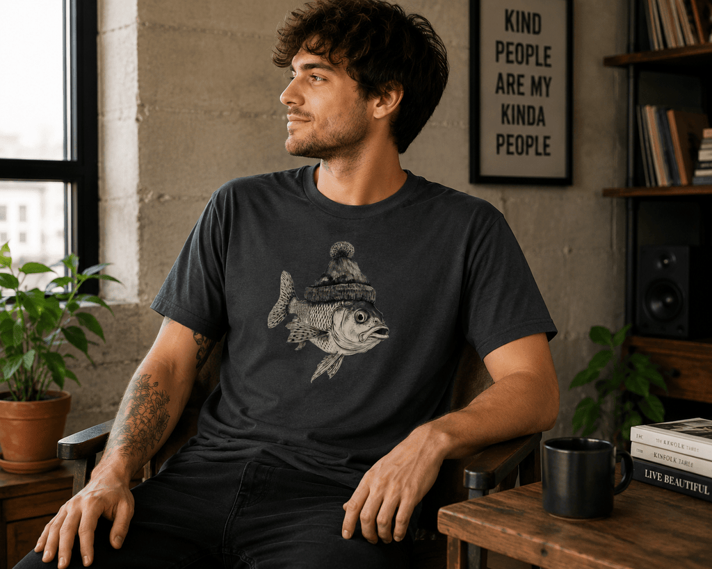 Fisch mit Bommelmütze Unisex T-Shirt Cardinal Red - PINE & RIVER