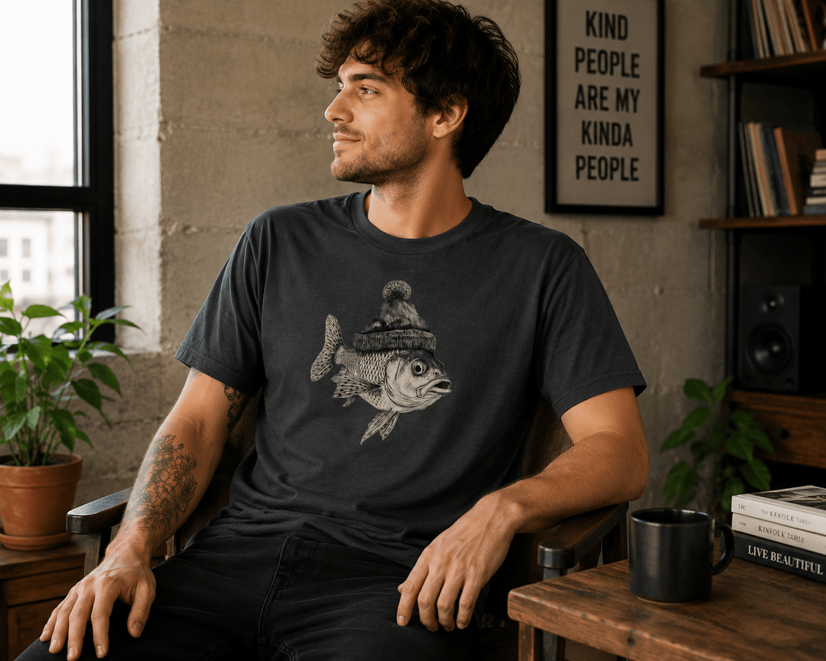 Fisch mit Bommelmütze Unisex T-Shirt Cardinal Red - PINE & RIVER