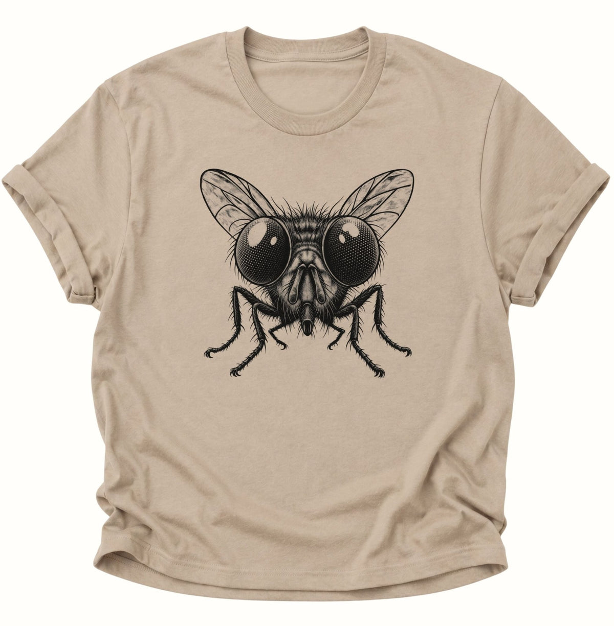 Fliege Makroporträt Unisex T-Shirt Sand - PINE & RIVER