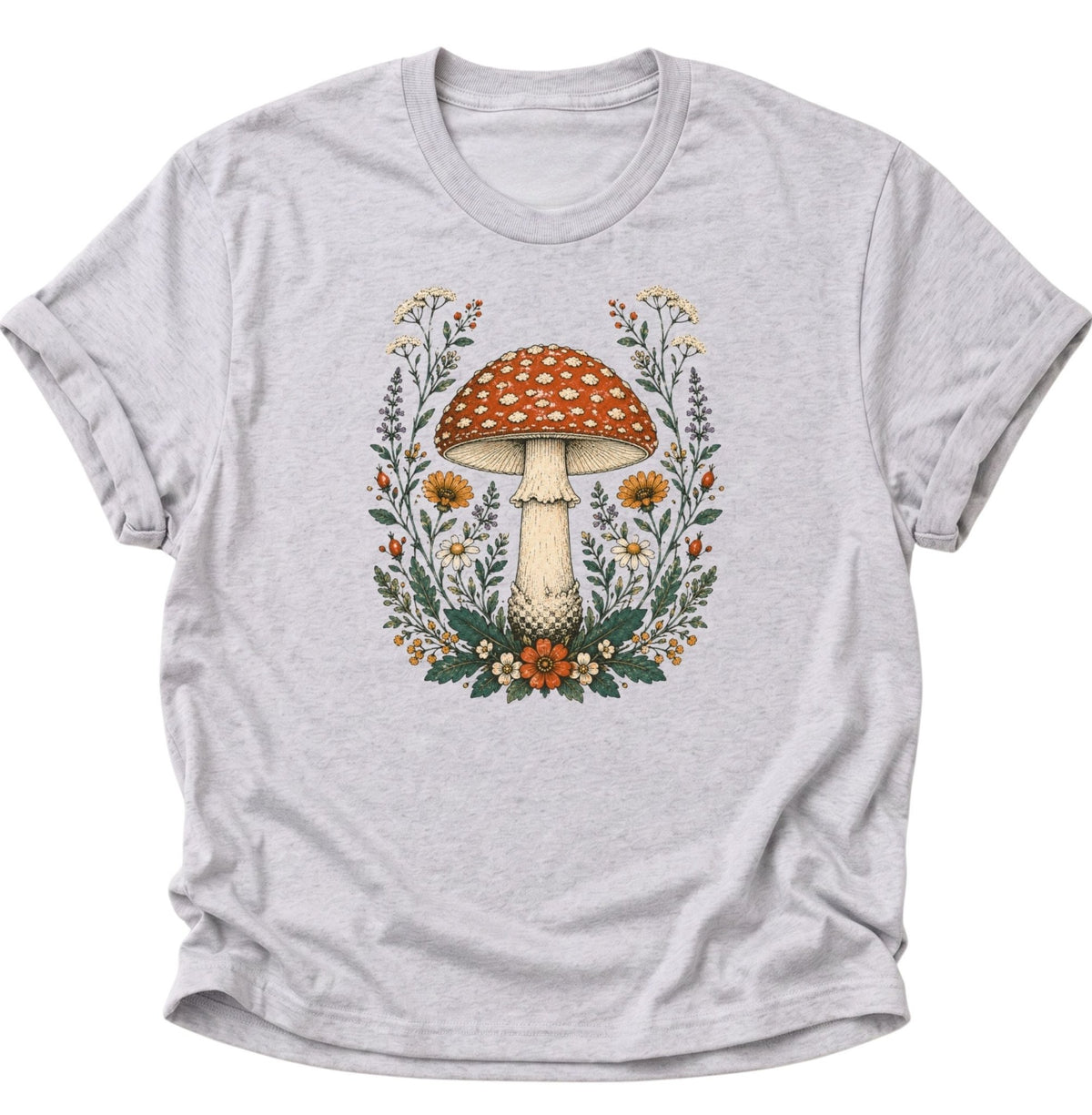 Fliegenpilz Wildblumen Unisex T-Shirt Weiß - PINE & RIVER