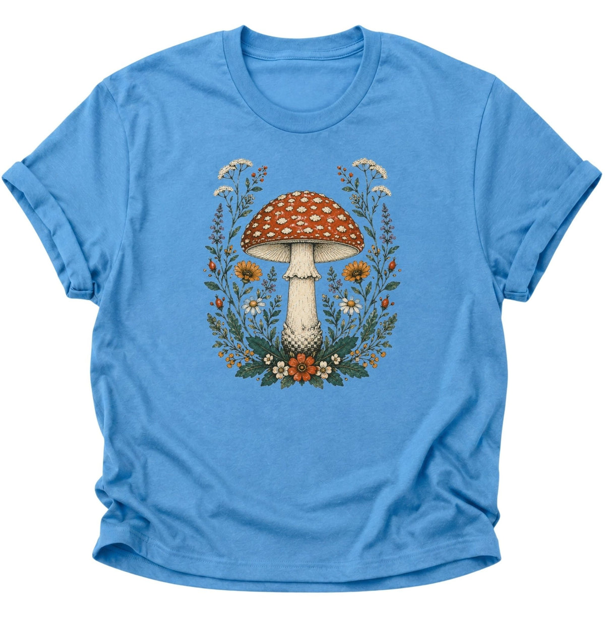 Fliegenpilz Wildblumen Unisex T-Shirt Weiß - PINE & RIVER