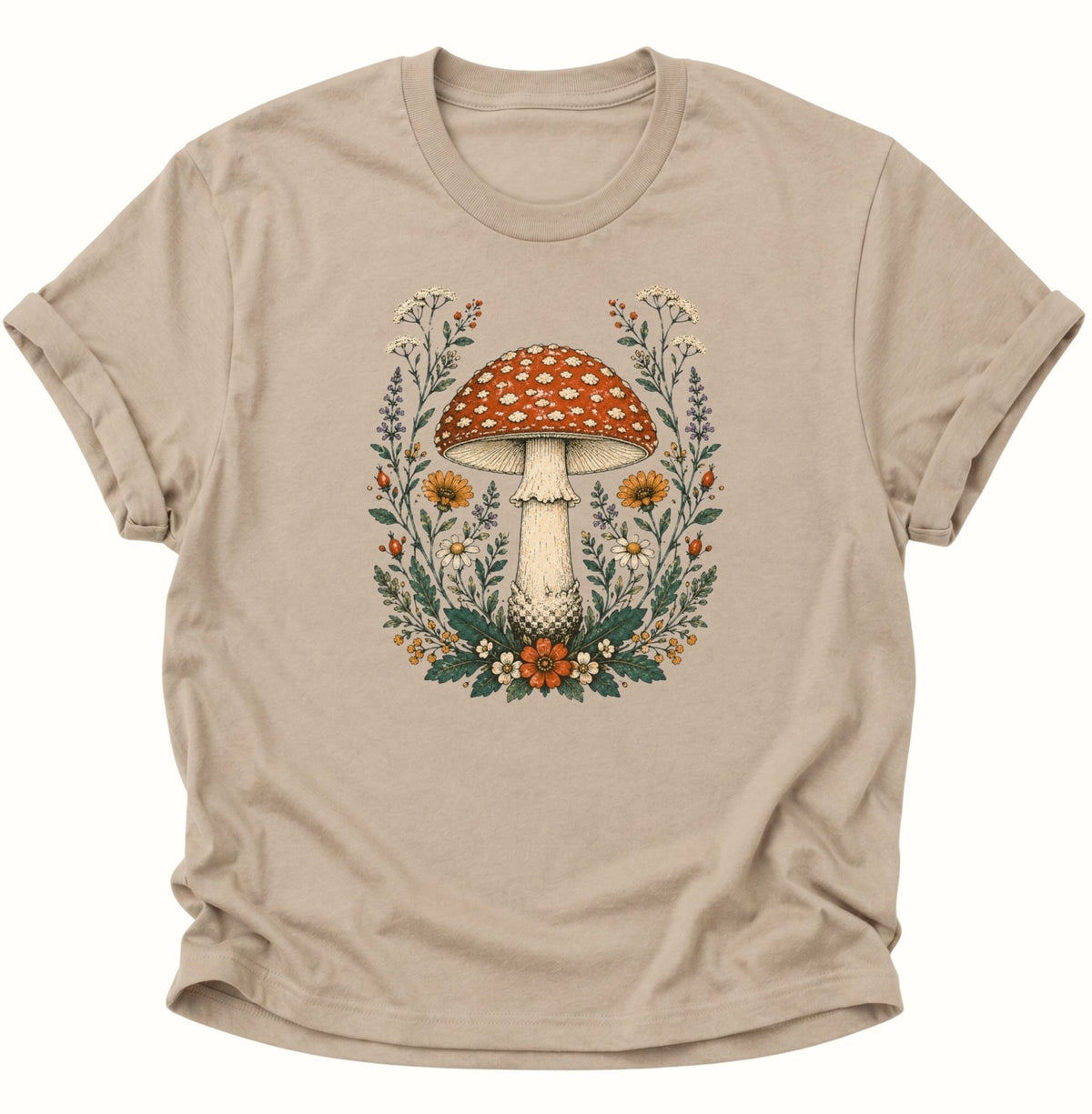 Fliegenpilz Wildblumen Unisex T-Shirt Weiß - PINE & RIVER