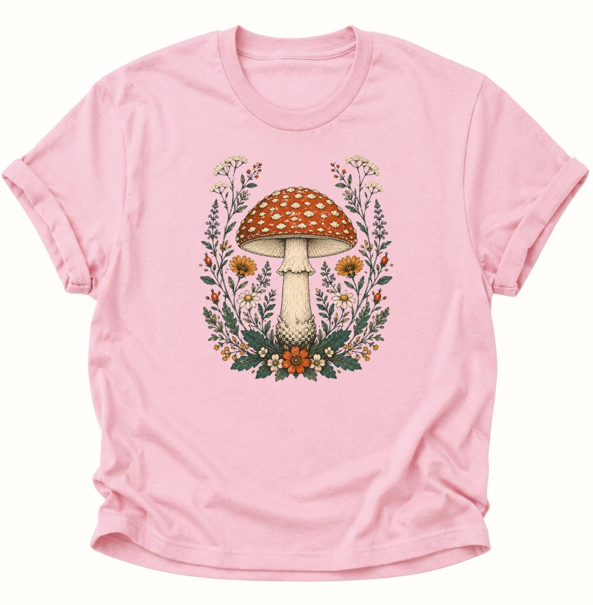 Fliegenpilz Wildblumen Unisex T-Shirt Weiß - PINE & RIVER