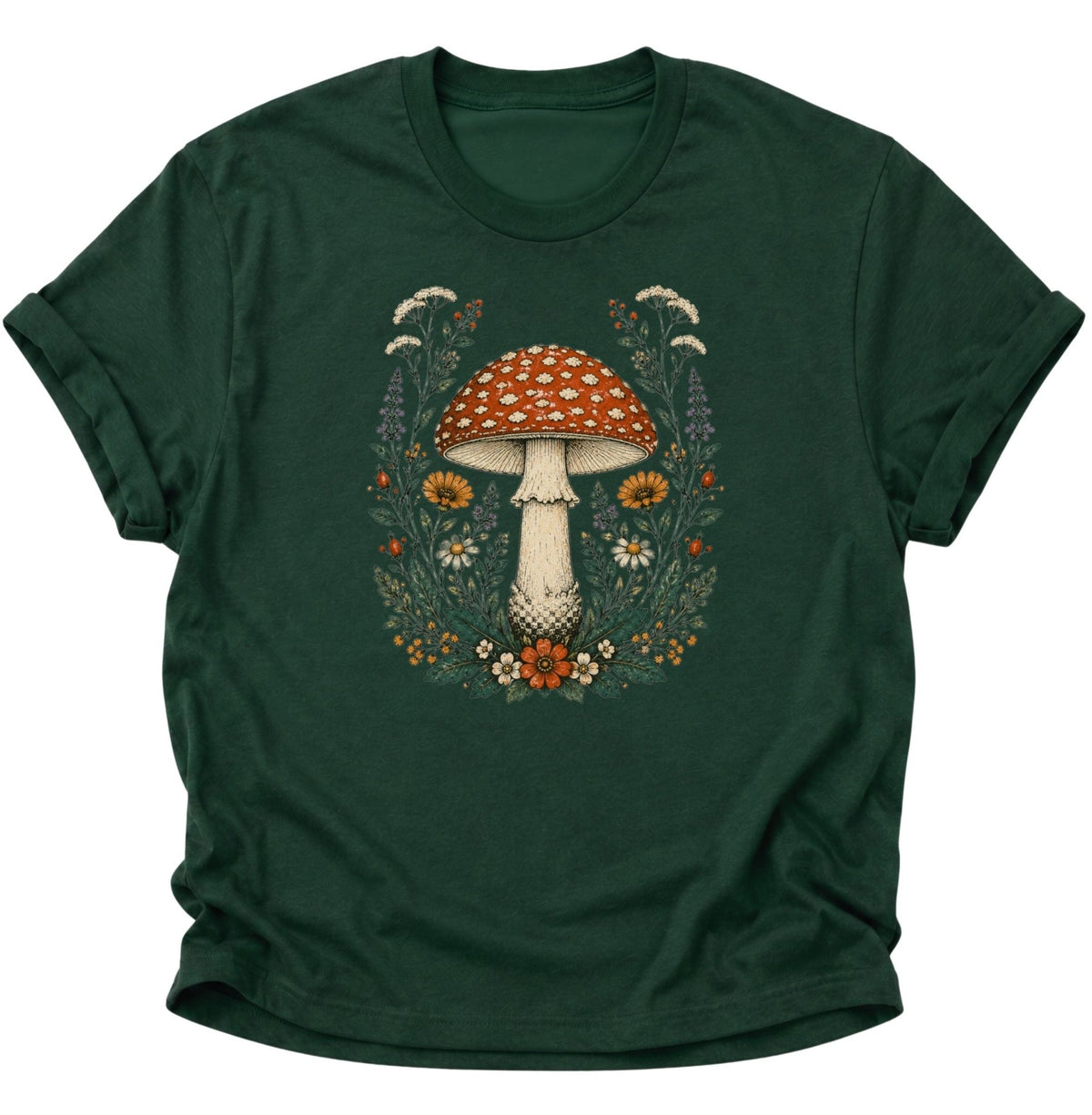 Fliegenpilz Wildblumen Unisex T-Shirt Weiß - PINE & RIVER