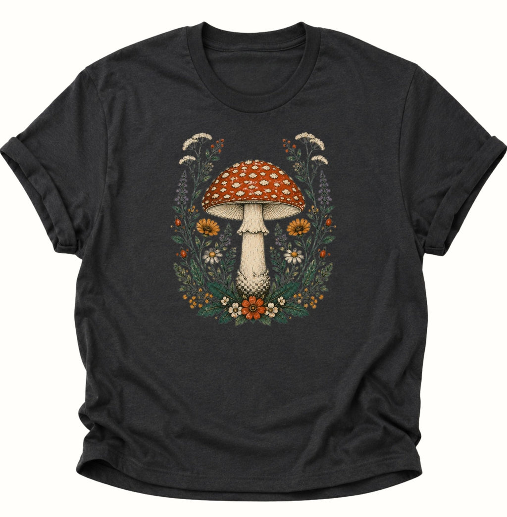 Fliegenpilz Wildblumen Unisex T-Shirt Weiß - PINE & RIVER