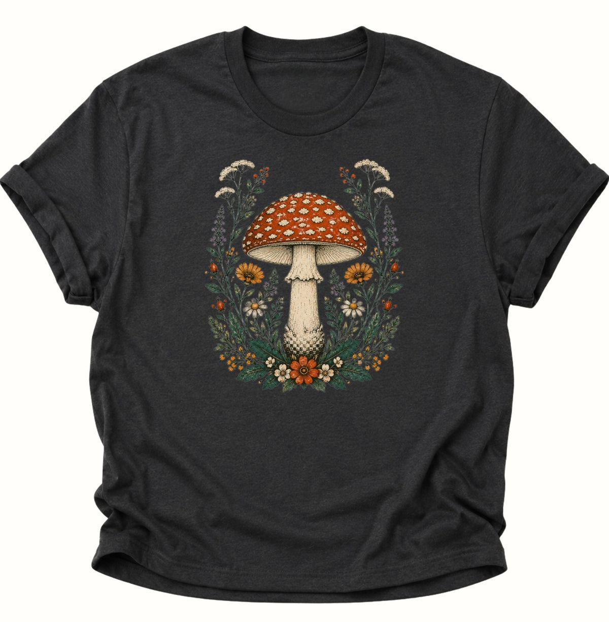 Fliegenpilz Wildblumen Unisex T-Shirt Weiß - PINE & RIVER