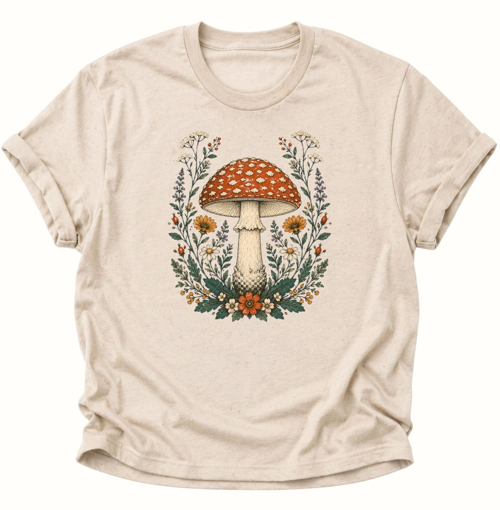 Fliegenpilz Wildblumen Unisex T-Shirt Weiß - PINE & RIVER