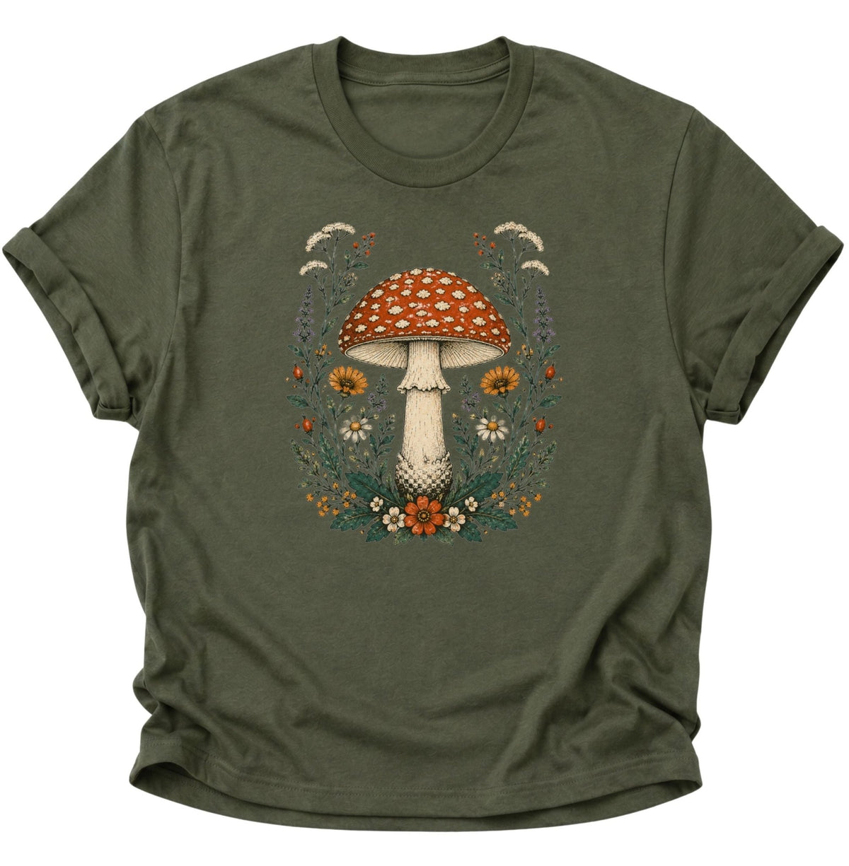 Fliegenpilz Wildblumen Unisex T-Shirt Weiß - PINE & RIVER