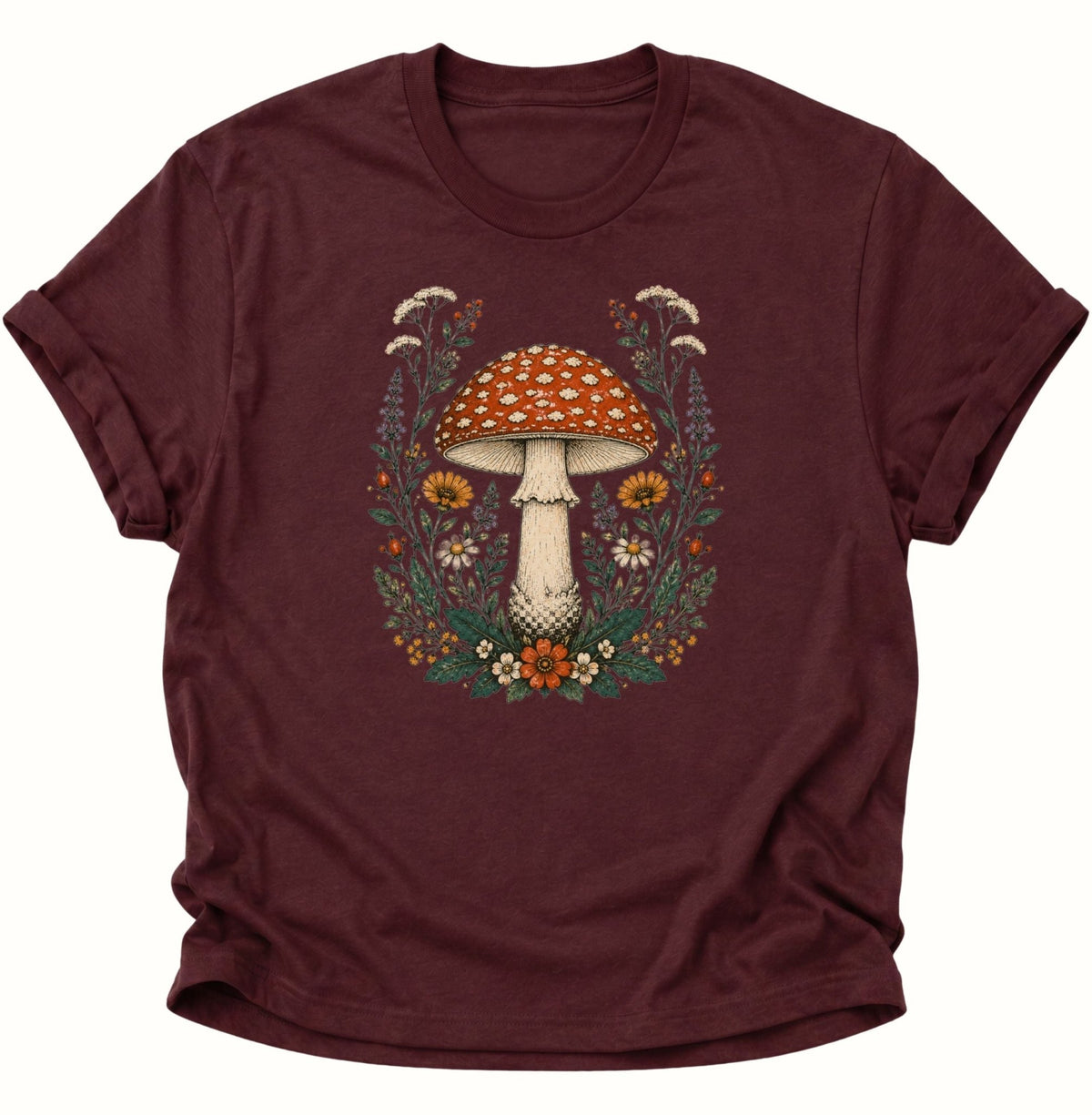 Fliegenpilz Wildblumen Unisex T-Shirt Weiß - PINE & RIVER