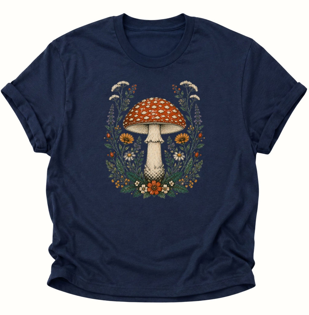 Fliegenpilz Wildblumen Unisex T-Shirt Weiß - PINE & RIVER