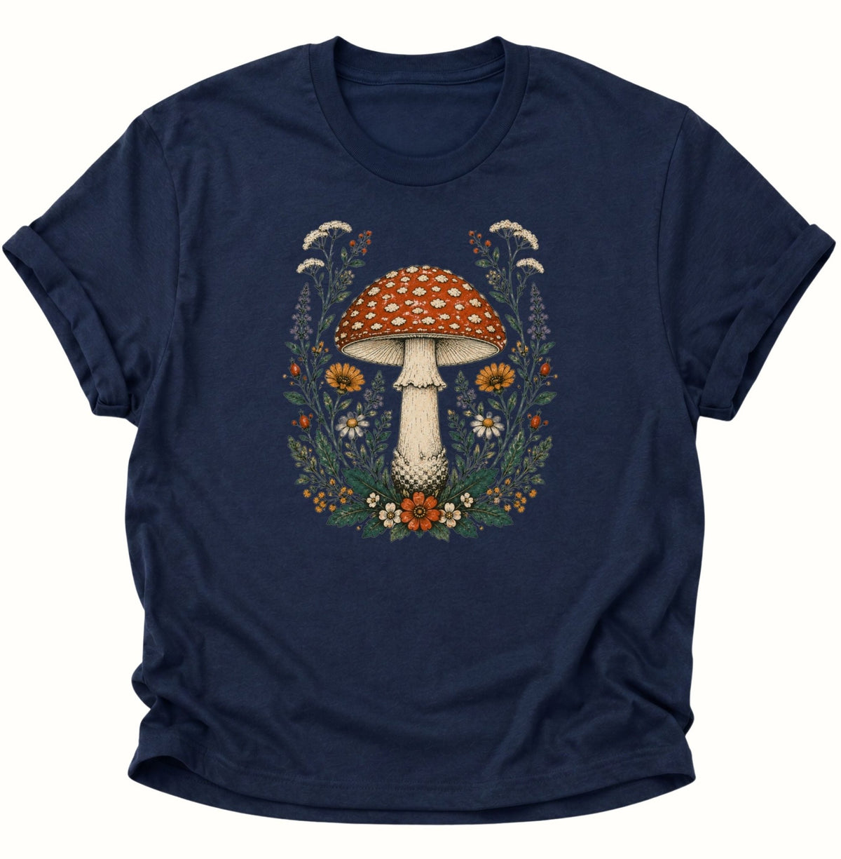 Fliegenpilz Wildblumen Unisex T-Shirt Weiß - PINE & RIVER