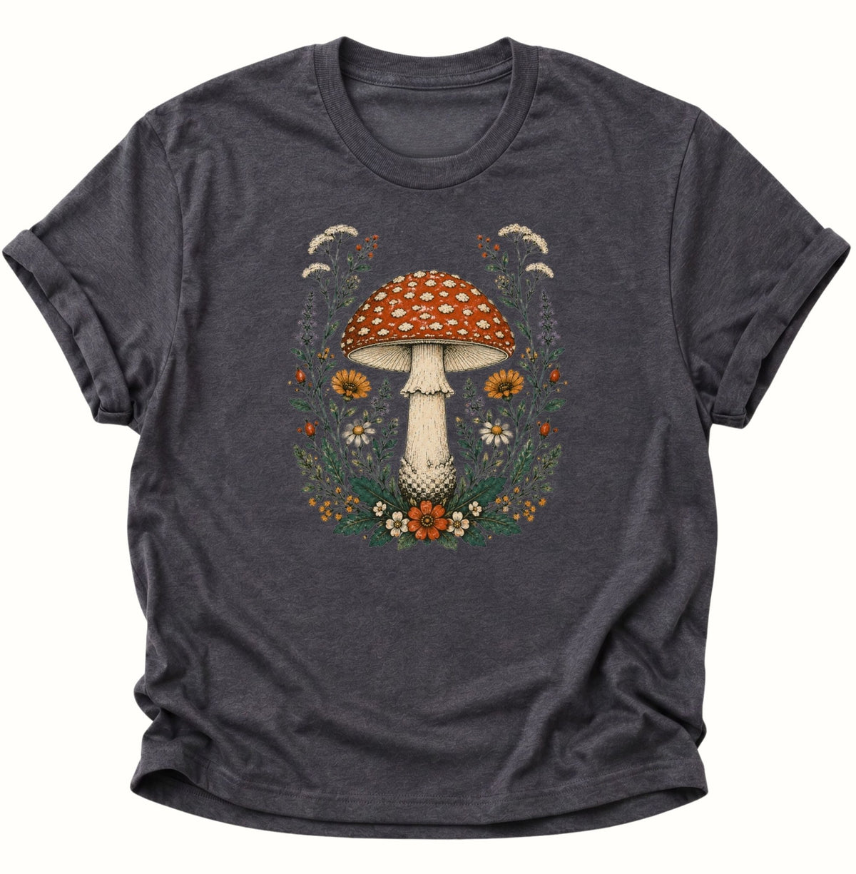 Fliegenpilz Wildblumen Unisex T-Shirt Weiß - PINE & RIVER