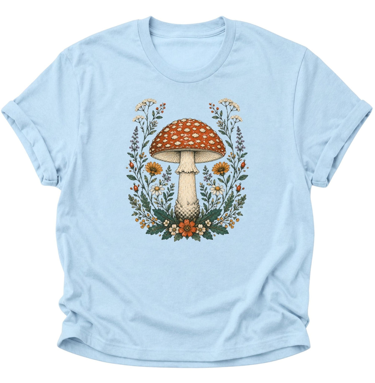 Fliegenpilz Wildblumen Unisex T-Shirt Weiß - PINE & RIVER