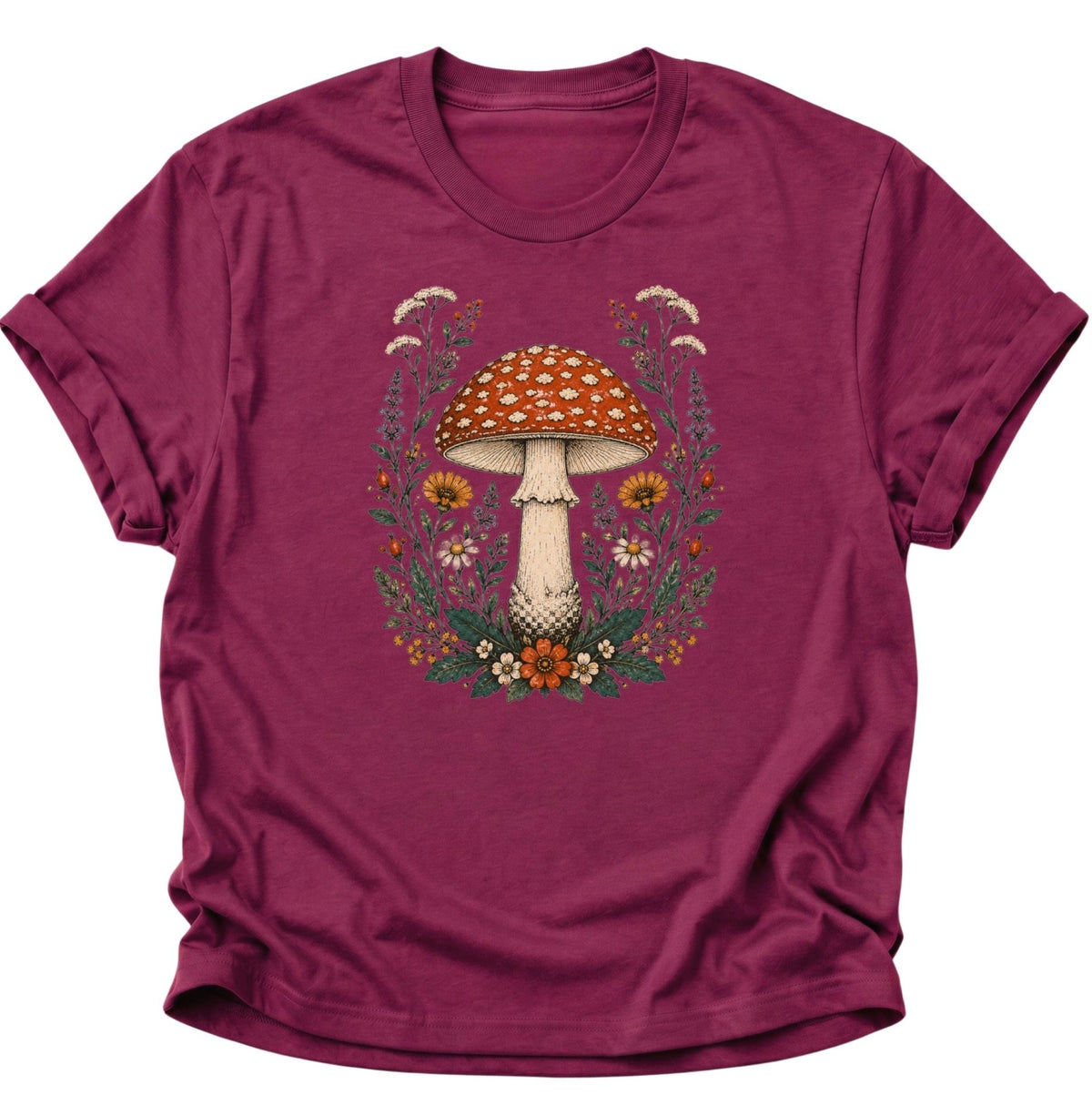Fliegenpilz Wildblumen Unisex T-Shirt Weiß - PINE & RIVER