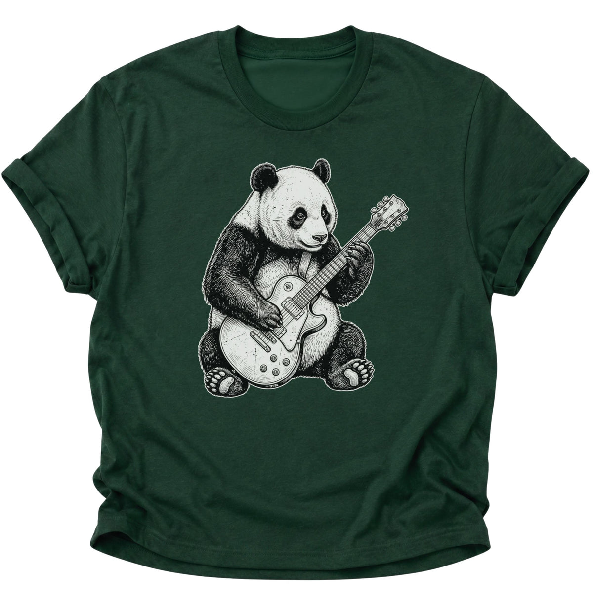Panda E-Gitarre Unisex T-Shirt Forest Green - PINE & RIVER