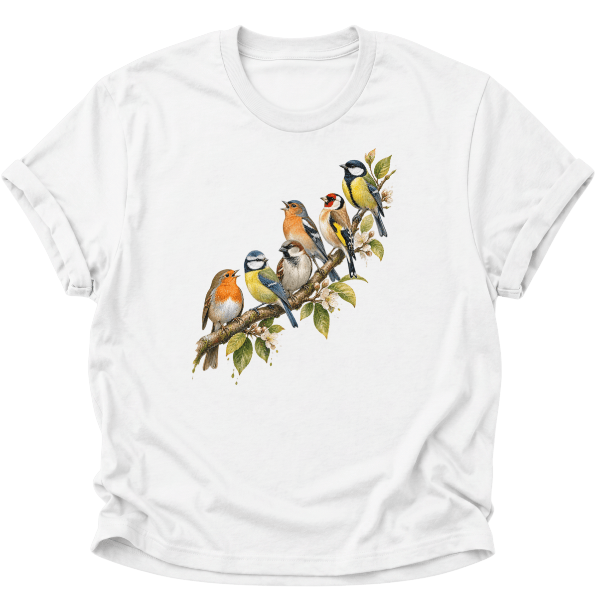 Frühlingsvögel Singvögel Unisex T-Shirt Weiß - PINE & RIVER